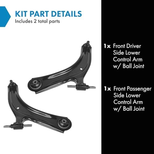 TRQ Front Lower Control Arm with Ball Joint Set Compatible with 2008-2013 Nissan Rogue 2014-2015 Rogue Select