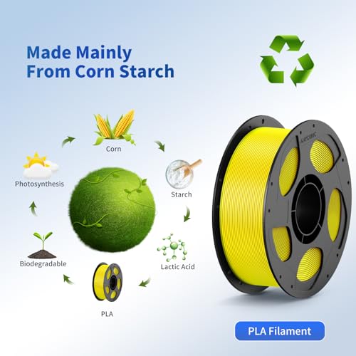 ANYCUBIC PLA 3D Printer Filament, 3D Printing PLA Filament 1.75mm Dimensional Accuracy +/- 0.02mm, 1KG Reusable Spool (2.2 lbs), Yellow