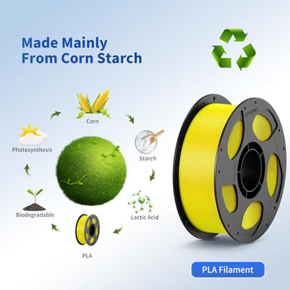 ANYCUBIC PLA 3D Printer Filament, 3D Printing PLA Filament 1.75mm Dimensional Accuracy +/- 0.02mm, 1KG Reusable Spool (2.2 lbs), Yellow
