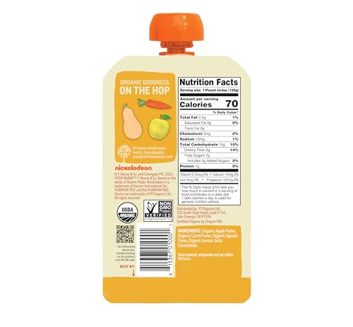 Peter Rabbit Organics Fruit Vegetable, Squeezable Pouches, 4 Ounce (Pack of 18)