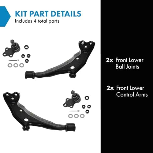TRQ Front Lower Control Arm with Ball Joint Set Compatible with 1999-2002 Mercury Villager Nissan Quest