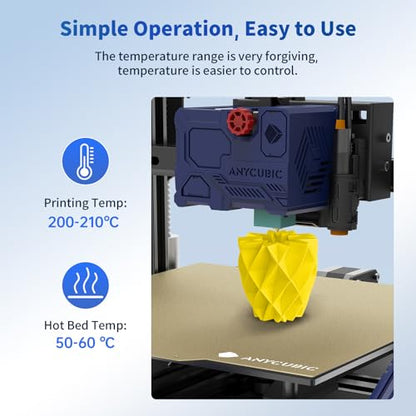 ANYCUBIC PLA 3D Printer Filament, 3D Printing PLA Filament 1.75mm Dimensional Accuracy +/- 0.02mm, 1KG Reusable Spool (2.2 lbs), Yellow