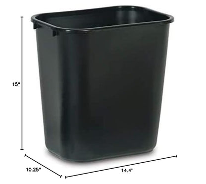 Rubbermaid Commercial Products Wastebasket/Trash Can, 7-Gallon/28-Quart, Black, Plastic, for Bedroom/Bathroom/Office, Fits Under Desk/Sink/Cabinet, Pack of 4