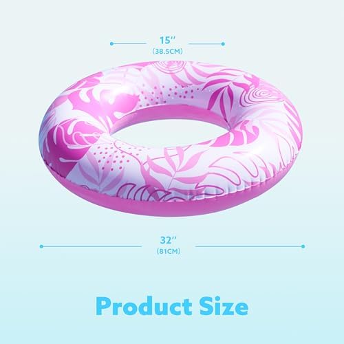 JOYIN 3 Pack Pool Floats, Pool Tube for Kids Swim Rings Inflatable Tubes, Tropical Leaves Floatie Ring Water Toys for Swimming, Summer Beach Party