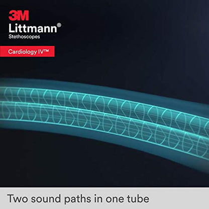 3M Littmann Cardiology IV Diagnostic Stethoscope, 6240, More Than 2X as Loud, Weighs Less, Stainless Steel High Polish Rainbow-Finish Chestpiece, 27" Black Tube, Smoke Stem, and Headset
