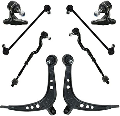 TRQ Front Steering & Suspension Kit Ball Joint Control Arm with Ball Joint Sway Bar Stabilizer Link Tie Rod Assembly Compatible with 2001-2005 BMW 325xi 330xi