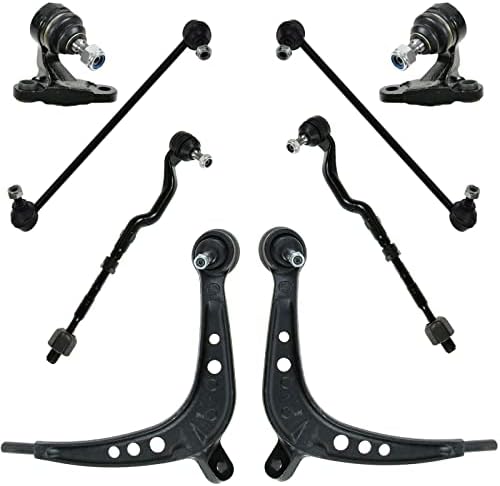 TRQ Front Steering & Suspension Kit Ball Joint Control Arm with Ball Joint Sway Bar Stabilizer Link Tie Rod Assembly Compatible with 2001-2005 BMW 325xi 330xi