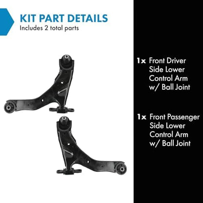 TRQ Front Lower Control Arm with Ball Joint Set Compatible with 2004-2009 Kia Spectra 2005-2009 Spectra5