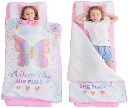 Extra Large Toddler Nap mat by Cokouchyi, Toddler Sleeping Bag with Removable Pillow, Measures 53 x 21 x 1.5 Inches, Sleeping Mat, Ideal for Daycare and Preschool Kindergarten