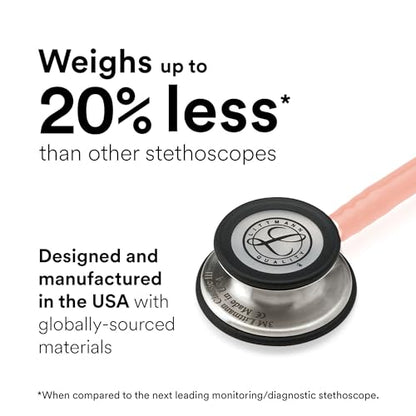 3M Littmann Classic III Monitoring Stethoscope, 5910C, More Than 2X as Loud, Weighs Less, 27" Champagne Rose Satin-Finish Tube for Added Comfort, Flexibility and Cleanability