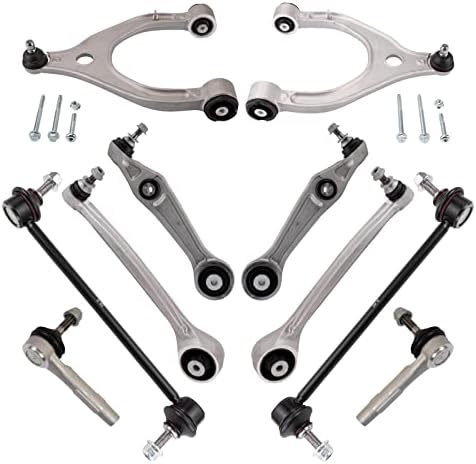 TRQ Front Steering & Suspension Kit Control Arm with Ball Joint Sway Bar Stabilizer Link Tie Rod Compatible with 2016-2020 Tesla X