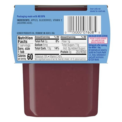 Gerber 2nd Foods Apple Blueberry, 4 Ounce Tubs, 2 Count (Pack of 8)