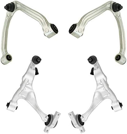 TRQ Front Upper & Lower Control Arm with Ball Joint Set Compatible with 2006-2010 INFINITI M35 M45