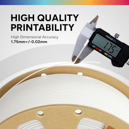 OVERTURE PLA Filament 1.75mm PLA 3D Printer Filament, 2kg Cardboard Spool (4.4lbs), Dimensional Accuracy +/- 0.02mm, Fit Most FDM Printer (White 2-Pack)