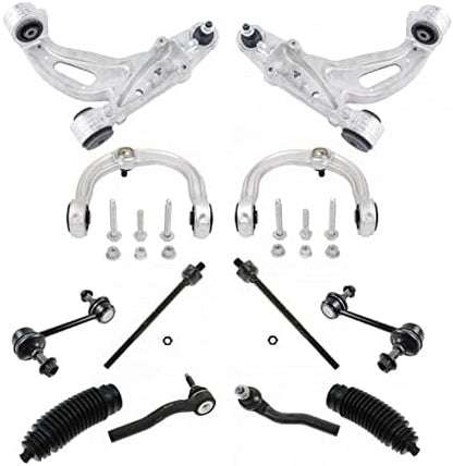 TRQ Front Steering & Suspension Kit Control Arm with Ball Joint Steering Rack & Pinion Bellow Sway Bar Stabilizer Link Tie Rod Compatible with 2003-2007 Cadillac CTS