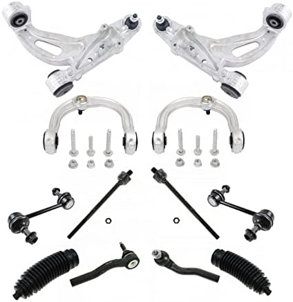 TRQ Front Steering & Suspension Kit Control Arm with Ball Joint Steering Rack & Pinion Bellow Sway Bar Stabilizer Link Tie Rod Compatible with 2003-2007 Cadillac CTS