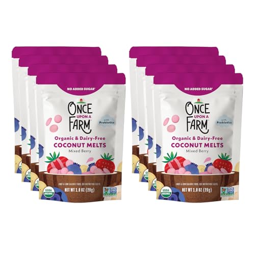 Once Upon A Farm Mixed Berry Coconut Melts with Probiotics, Organic, Dairy Free, 1 Ounces (Pack Of 8)