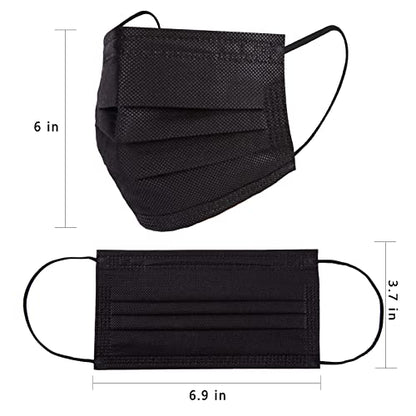 Borje 200 PCS Black Disposable Face Mask 3 Ply Protection Face Masks