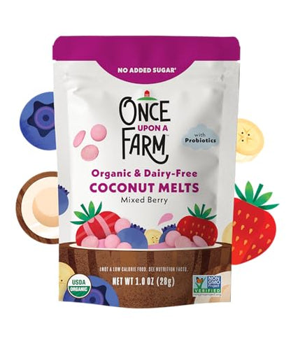 Once Upon A Farm Mixed Berry Coconut Melts with Probiotics, Organic, Dairy Free, 1 Ounces (Pack Of 8)