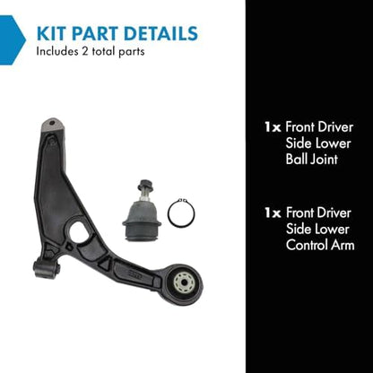 TRQ Front Left Lower Control Arm with Ball Joint Set Drivers Side Compatible with 2011-2014 Chrysler 200 2007-2010 Sebring 2008-2014 Dodge Avenger 2009-2020 Journey