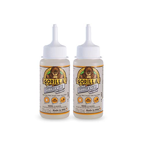 Gorilla Clear Glue, 3.75 Ounce Bottle (Pack of 2) - Crystal Clear, All Purpose, and Water Resistant