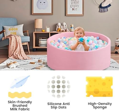 Ball Pit for Toddlers 47.24''x15.75'' Baby Ball Pit Soft Foam Ball Pits Round Lagre Kids Ball Pits Indoor and Outdoor Game Kids Play Ball Pool Ideal Gift for Children (Pink, NO Balls)