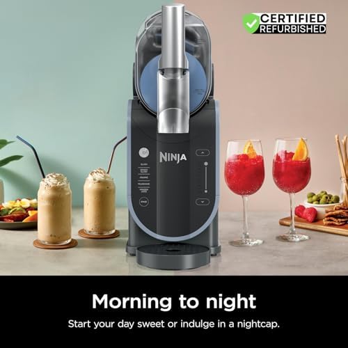 Ninja FS301 Professional Maker with RapidChill Technology, 88 oz Drink & Slushie Machine, 5 Preset Programs, Frozen Margaritas, Frappés, and More, Premium Accents, Black (Renewed)