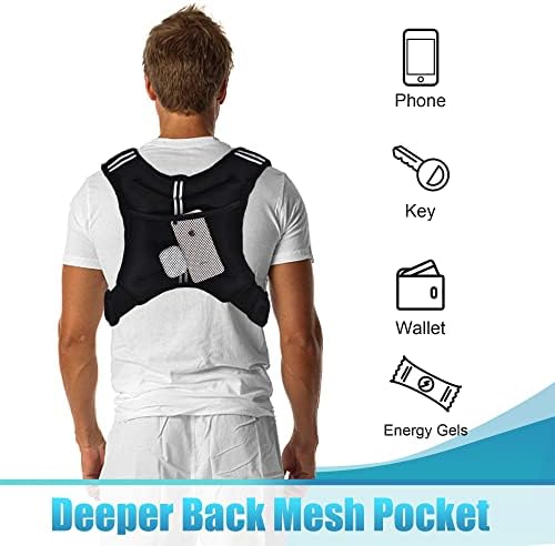 PACEARTH Weighted Vest,4lb/6lb/10lb/12lb/16lb/20lb/25lb/30lb Weight Vest with Reflective Stripe, Body Weight Vests Adjustable for Men, Women Workout, Strength Training, Running, Walking, Jogging