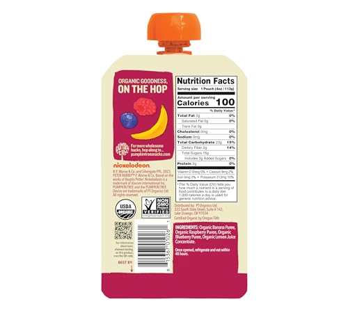 Peter Rabbit Organics Fruit Flavors Variety Pack - Squeezable Snack Pouches 4 oz. (Pack of 18)