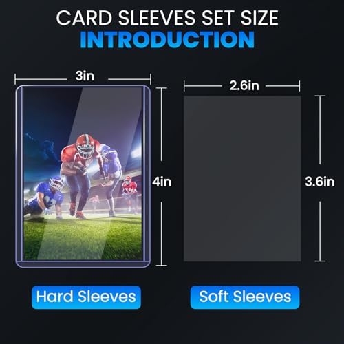 400 Card Sleeves Top Loaders for Cards, 3" x 4" Hard Plastic Toploaders, Baseball Card Protectors, Trading Card Holder for Football Sports Cards (200 Toploaders + 200 Penny Sleeves)
