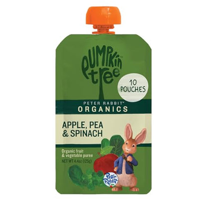 Pumpkin Tree Peter Rabbit Organics, Pea, Spinach and Apple Puree, 4.4-Ounce Pouches (Pack of 10)