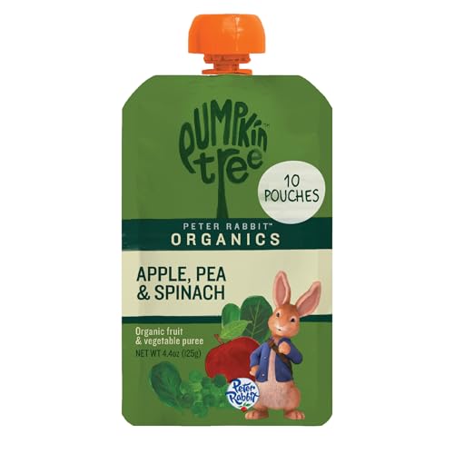Pumpkin Tree Peter Rabbit Organics, Pea, Spinach and Apple Puree, 4.4-Ounce Pouches (Pack of 10)