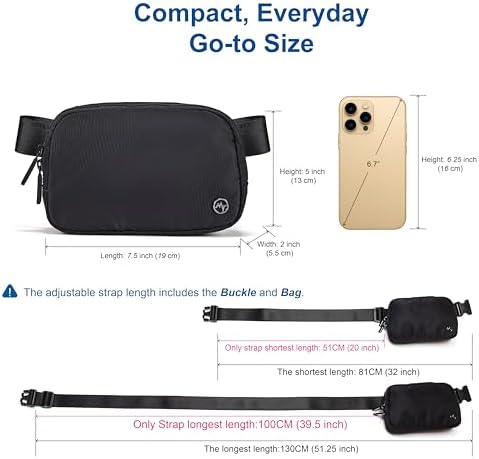 Pander Two Way Zipper Fanny Pack Nylon Everywhere Belt Bag for Women, Water Repellent Waist Packs, Crossbody Bags with Adjustable Strap (Windmill Blue).