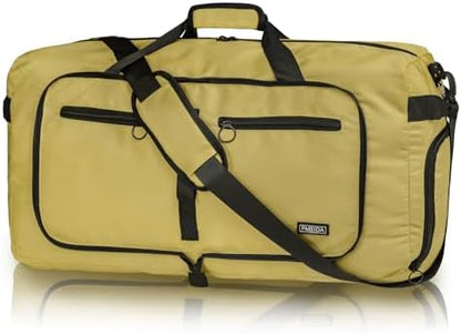 Fmeida 65L Duffle Bag with Shoes Compartment, Foldable Travel Duffel Bags for Men Women, Large Packable Travel Bag Water Repellent & Tear Resistant (Brown)