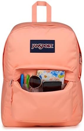 JanSport SuperBreak One Backpack - Durable, Lightweight Bookbag with 1 Main Compartment, Front Utility Pocket with Built-in Organizer - Premium Backpack, Peach Bum