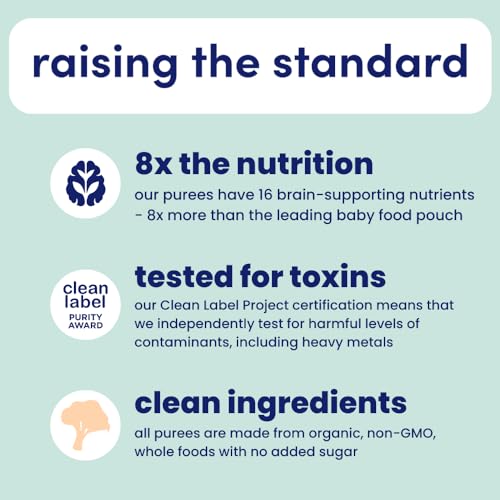 Cerebelly Baby Food Pouches – Organic Veggie Purees for Toddlers | No Added Sugar, Fiber, Non-GMO | Blended Toddler Pouches | 4 Ounce BPA-Free Pouch | Broccoli Pear | 6 Count