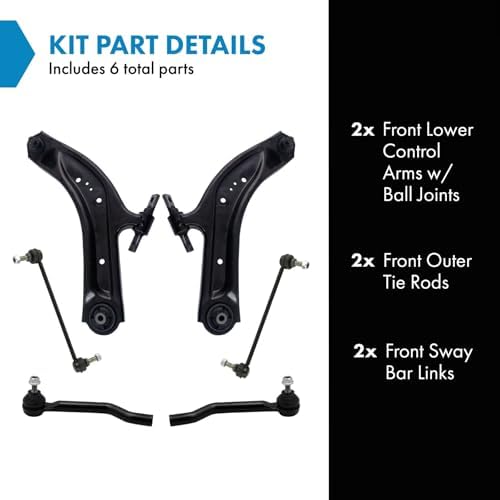 TRQ Front Steering & Suspension Kit Control Arm with Ball Joint Sway Bar Stabilizer Link Tie Rod Compatible with 2014-2020 Nissan Rogue 2017-2022 Rogue Sport
