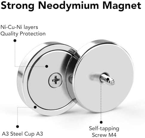 LOVIMAG 30LBS Neodymium Magnets, 24Pack Round Strong Rare Earth Magnets with Screws for Tool Room, Science and Wall Mounting-0.78 * 0.2 inch