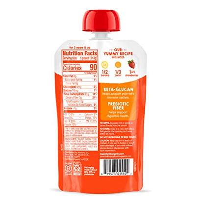 Happy Tot Organics Super Bellies Stage 4, Organics Banana, Carrot and Strawberry (Pack of 16) & Stage 4 Fiber & Protein 4 Flavor Variety Pack (Pack of 16)