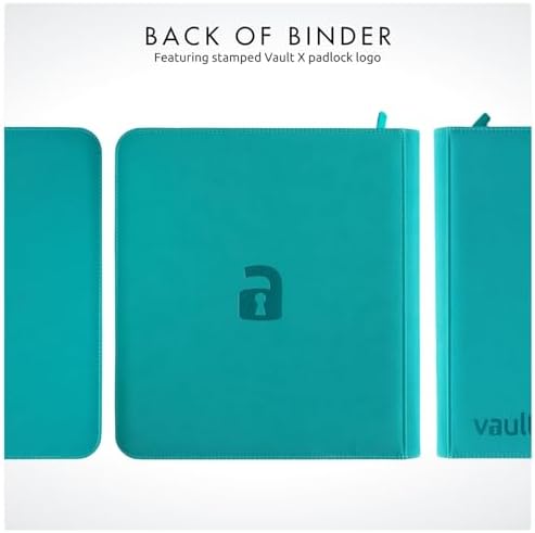 Vault X 12 Pocket Trading Card Zip Binder - 480 cards, Premium Exo-Tec Album Material, 20 Side-Loading Pages, Folder for Collectible Card Games, Sports, TCG (Teal)