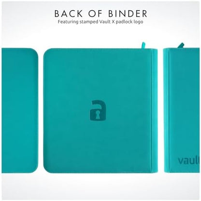 Vault X 12 Pocket Trading Card Zip Binder - 480 cards, Premium Exo-Tec Album Material, 20 Side-Loading Pages, Folder for Collectible Card Games, Sports, TCG (Teal)