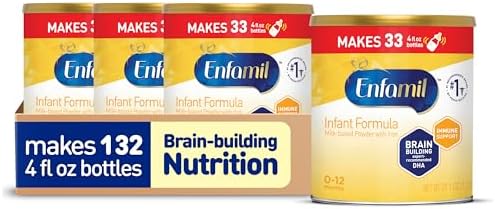 Enfamil Infant Formula, Milk-based Baby Formula with Iron, Omega-3 DHA & Choline, Powder Can, 21.1 Oz (Pack of 4)