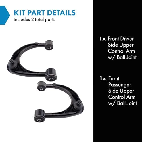 TRQ Front Upper Control Arm Ball Joint Included Set Driver and Passenger Side 2 Pieces Compatible with 2008-2021 Lexus LX570 2008-2021 Toyota Land Cruiser