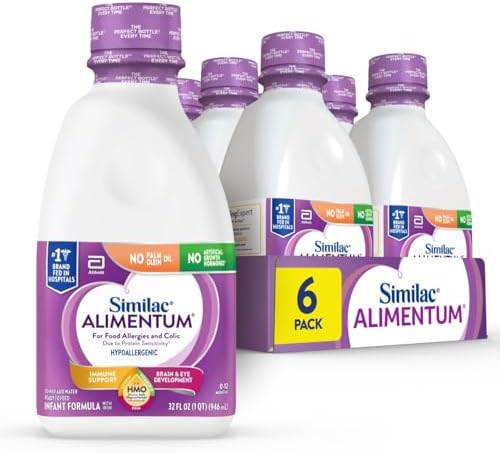 Similac Alimentum With 2'-FL HMO Hypoallergenic Infant Formula, for Food Allergies and Colic Due to Protein Sensitivity, Ready-to-Feed Baby Formula, 32-fl-oz Bottle, Pack of 6