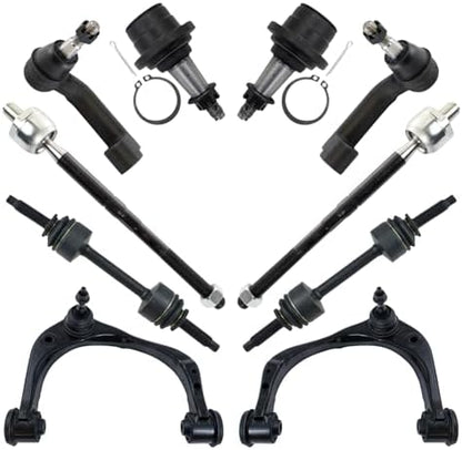 TRQ Front Steering & Suspension Kit Ball Joint Control Arm with Ball Joint Sway Bar Stabilizer Link Tie Rod Compatible with 2015-2020 Ford F-150