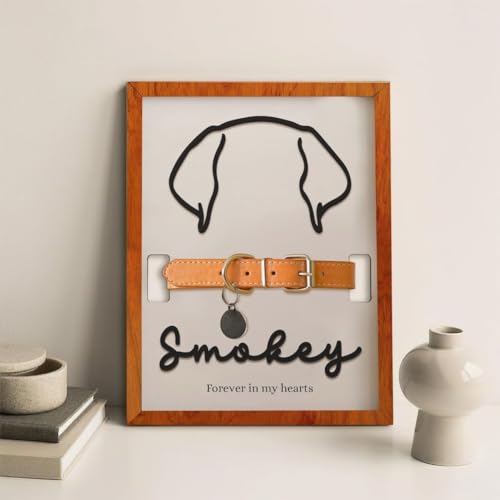 Dog Collar Memorial Frame, Custom Dog Ear Frame Art, Pet Collar Holder, Dog Ear Sign, Pet Bereavement Gifts, Pet Memorial Frame, Dog Lover Gift, Dog Memorial Gifts For Loss Of Dog