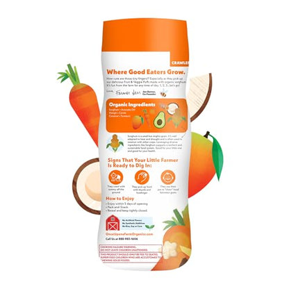 Once Upon A Farm Mango, Coconut & Carrot Puffed Sorghum Snack, Fruit & Veggie Puffs, Non GMO, 1.5 Ounces (Pack Of 6)
