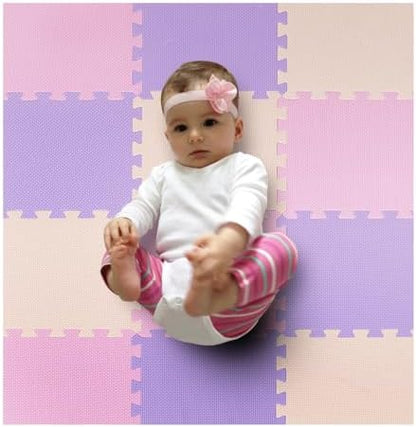 MioTetto Foam Floor Tiles for Kids - Non-Toxic Soft Comfortable Baby Play Mat, Thick Tummy Time Mat, Interlocking Foam Tiles for Development & Crawling, Soft Cushioned Play mat for Babies 6-12 Months