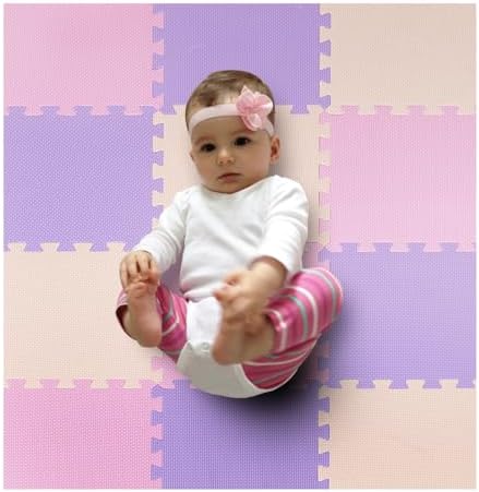 MioTetto Foam Floor Tiles for Kids - Non-Toxic Soft Comfortable Baby Play Mat, Thick Tummy Time Mat, Interlocking Foam Tiles for Development & Crawling, Soft Cushioned Play mat for Babies 6-12 Months