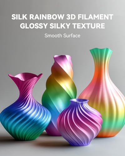SUNLU Silk Rainbow PLA Filament, Multicolor Silk 3D Printer Filament 1.75mm +/- 0.02mm, Fast Color Change Each 8 Meters, 330 Meters, 1kg/2.2lbs, Silk Rainbow Filament(Pink-Yellow-Blue-Green)